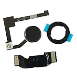 YESUN Home Button Flex Cable Assembly + Home Key Rubber Gasket and Spacer Holder for iPad Air 2, Pro 12.9 inch 2015, Mini 4,(Black)