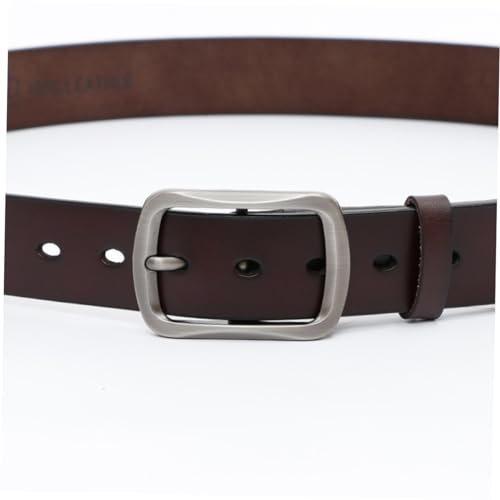 FRCOLOR Men Cowhide Leather Belt Vintage Pin Buckle Strap for Jeans Casual Wear and Dress Brown Minimalist Style with and Buckle4