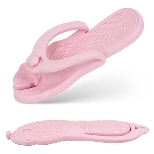 Rosoz Flip Flops for Women Men Foldable Travel Slippers Lightweight Shower Shoes Non-Slip Quick-Dry Bathroom Camp Beach Sandals
