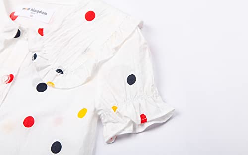 Mud Kingdom Peter Pan Collar Shirt For Toddler Girls Cotton Puff Short Sleeve Button Up Cute Polka Dots Colorful 3T thumb #4