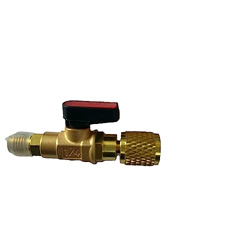 Válvula De Refrigeración para Aire Acondicionado De CA, Adaptador De Válvula De Bola para Manguera De Líquido Refrigerante, Válvula Compacta En ángulo para Refrigerante SAE De 1/4 Pulg(Oro)