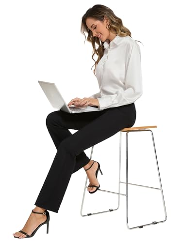 adorence Anzughose Damen – Schwarze Hose Elegant, Business Hose, Slim Fit Stoffhose mit Stretch, Bootcut und 4 Taschen – Perfekt für Büro & Freizeit-Schwarz 73cm M