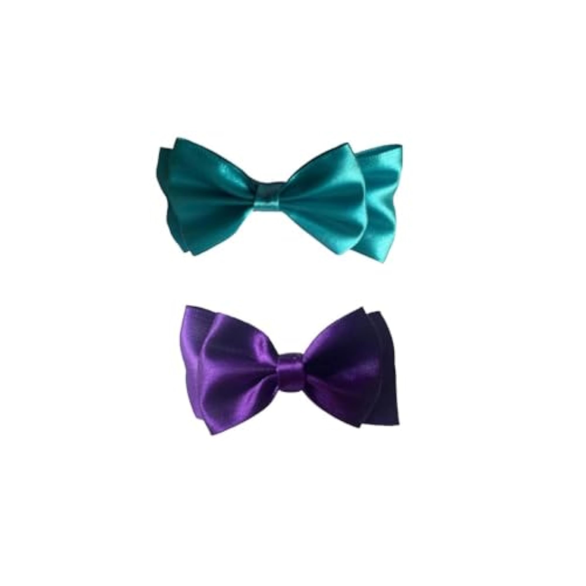 Charming Satin Bow Hair Clip Pack of 2 - Turquoise and Purple