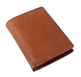 Frentree ® Cartera de piel de napa prémium, protección RFID, 15 compartimentos para tarjetas, monedas, formato vertical, color negro, marrón y burdeos, marrón (Marrón) - LB-01-BN