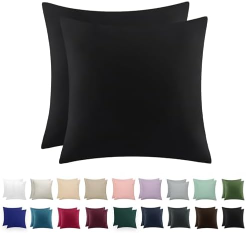 RUIKASI Kissenbezug 80x80 2er Set Schwarz Oeko-Tex Mikrofaser | Kopfkissenbezug 80 x 80 Kissen Bezug mit Reißverschluss, Kissenhülle Weich Atmungsaktiv Pillow Case Pillow Cover
