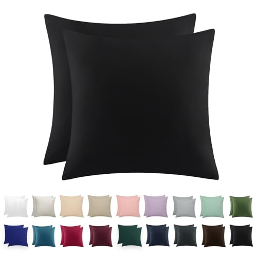 RUIKASI Kissenbezug 80 x 80 Schwarz 2er Set - Oeko Tex Kopfkissenbezug 80x80 Kissen Bezug 80x80cm mit Reißverschluss aus Mikrofaser, Polsterbezug...