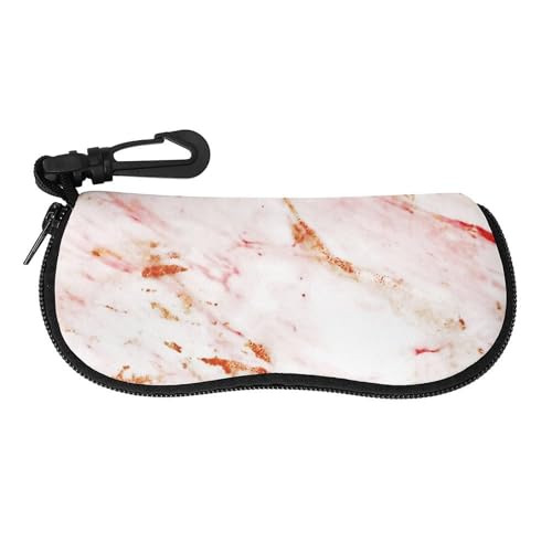 メガネケース メガネポーチ ピンクの大理石 ファスナー式 軽量 眼鏡ケース 小物入れ 柔らかい 防滴可能 擦り傷防止 フック付き 持ち運び便利 おしゃれ プレゼント