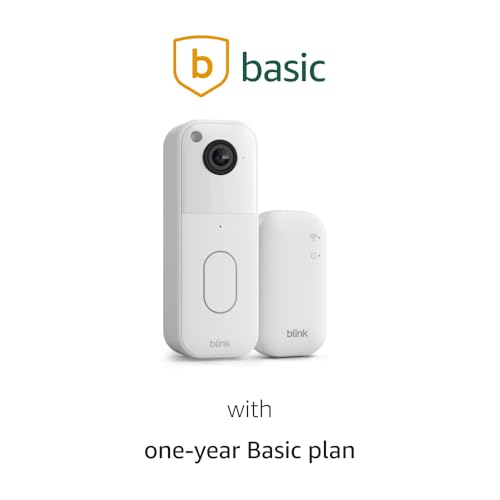 Image of Blink Video Doorbell with 1-Year Basic plan - Head-to-toe HD view, two-year battery life, and simple setup. Sync Module Core included - System (White)