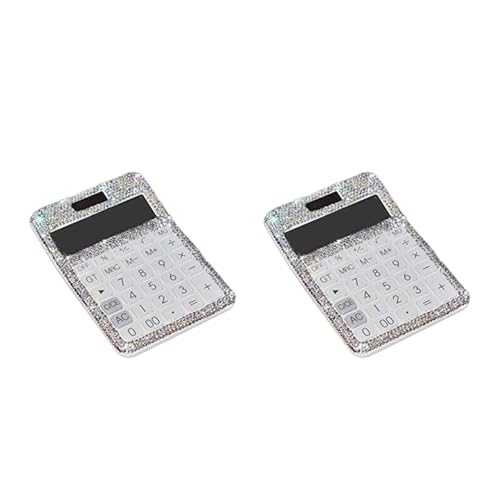 Calculatrice 12 chiffres en cristal strass chic avec grand affichage LCD blanc