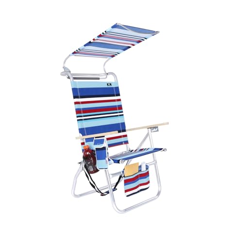 17 Inches High Seat Big Tycoon Aluminum Beach Chair with Canopy