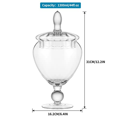 Mdluu Glass Apothecary Jars With Lids, Footed Candy Buffet Serving Jars, Decorative Bathroom Canisters For Stroage, 6.4"D×12.2"H #TOP1