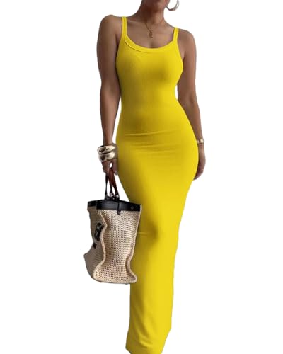 Image of Nimsruc Women Summer Long Dress Casual Slip Sexy Slim Sleeveless Bodycon Maxi Dresses for Women 2024