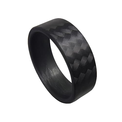 Full Carbon Fiber Twill Matte Ring for Men and Women, Handmade Ring Band, Black Band, Durable, Scratch Resistant, Waterproof, Sizes 4-16, Custom Band Widths