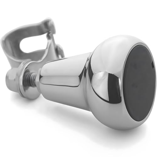 Chrome Power Steering Wheel Spinner Knob, 2.75 Inches, Universal Fit for Easy Driving, Ideal for Elderly and Disabled Drivers