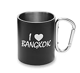 I Love Bangkok City Travel Thailand - Taza de metal con asa de mosquetón, taza de camping