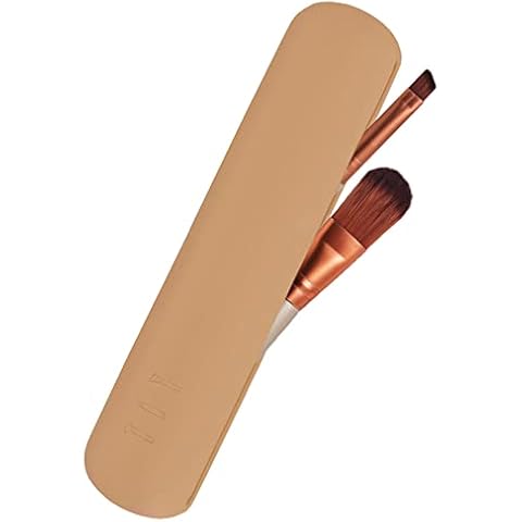 MAXHJX Makeup Brush Holder, Silicone Makeup Tools, Makeup Brushes Pen Dustproof Storage Organizer case, Travel Reusable Makeup Brush Protector Guards For All Your Brushes. (Brown) Cover