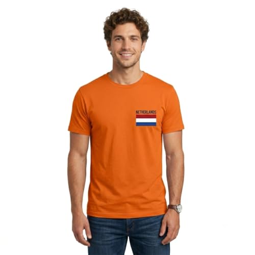 Image of Netherlands Flag T Shirt, Dutch Pride Holland Football Fan Gift 7-8 Years