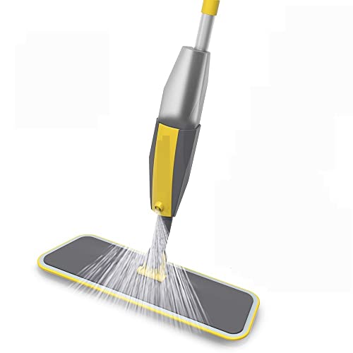 trapeador de vapor Juego de escoba y fregona con pulverizador ajustable giratorio de 360 ​​° for limpieza del hogar y el suelo, herramientas de fregona giratoria con almohadillas de microfibra reutili