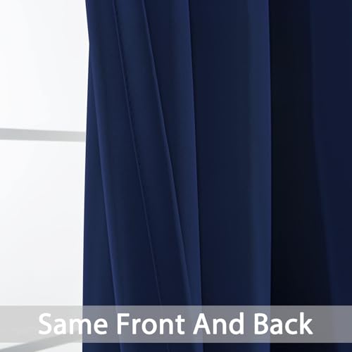 Yakamok 72 Inch Length Blackout Curtains for Bedroom, Thermal Insulated Room Darkening Grommet Top Window Drapes for Living Room,42W x 72L,Navy Blue,2 Panels