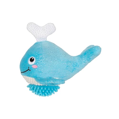 Fringe Studio Plush Dog Toy, Feeling Whaley Good!, Teeth and Gum Cleaning TPR Spiky Ball, Pet Shop Collection (314604)