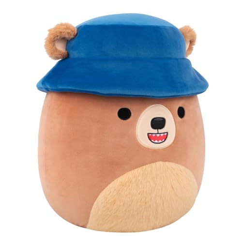Image of Squishmallows Original 12in Stokely the Brown Kodiak Bear with Fuzzy Belly and Bucket Hat - Official Jazwares Plush (Medium-Sized)