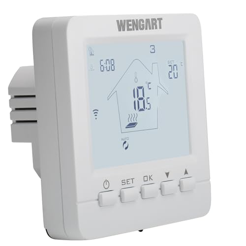 Wengart Termostato Compatible con Alexa WG02B05, programable con Modos de Calor y frío, CA 230 V, 3 A, 2,4 GHz, WiFi, aplicación para calefacción por Suelo Radiante, Compatible con Alexa/Google Home