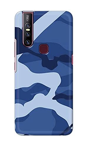 Image of Printed Hard Back Cover Case for Vivo V15 Back Cover (Army Blue Pattern) -1302