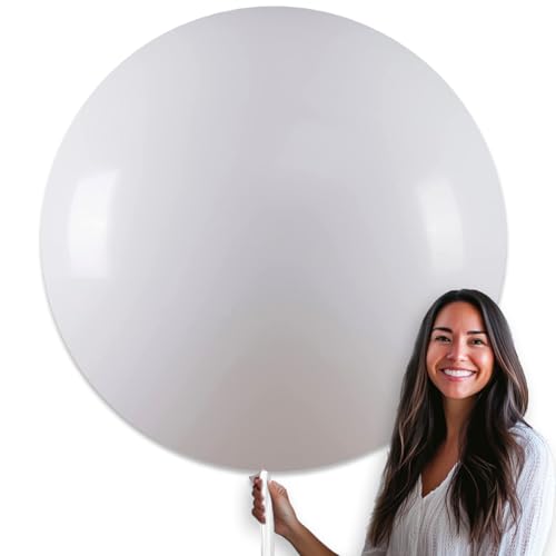 Image of PartyWoo White Balloons 4pcs 36 Inch Extra Large Big Jumbo Giant Matte White Latex Helium Balloons for Wedding Bridal Graduation Engagement Baby Shower Birthday Tea Party Decorations White-Y13