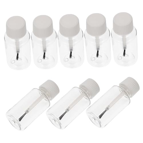 VALICLUD 8 Piezas Botellas Vacías para Esmalte de Uñas con Pincel Integrado Tapa Blanca Transparente para DIY Viaje y Seguro Portátil