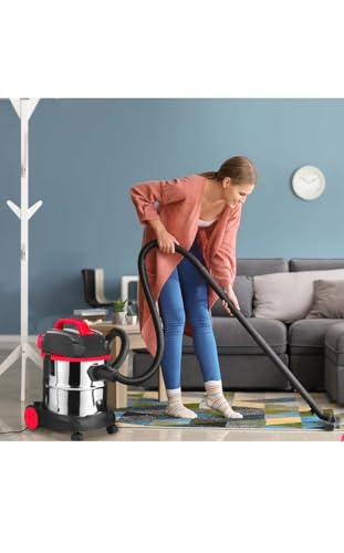 Image of Eureka Wet and Dry NXT Compact Vacuum Cleaner Wet & Dry Vacuum Cleaner 12 litres Tank Capacity | Stainless Steel Body | Accessories | Lightweight | 1 Year Warranty (Black, Red)