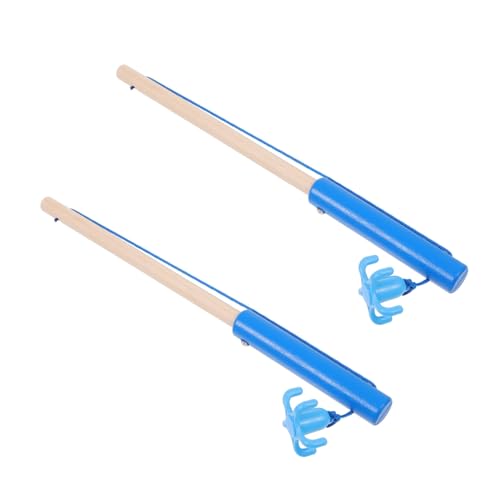 OFFIGAM 2個 木製 用釣り竿 軽量で丈夫な素材使用 設計の磁気釣りゲーム 幼児向け遊びおもちゃ 楽しく学べる室内外レクリエーション用品