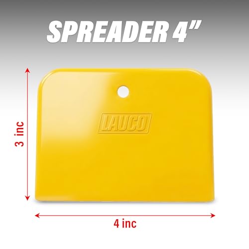 LAUCO Auto Body Filler Spreaders (100 Pieces) - Yellow Reusable Plastic Spreader for Automotive Fillers, Putties, Glazes, Caulks and Paint - Easy Application (100, 4")