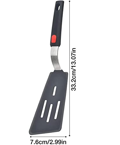 Image of Silicone Spatula - Nonstick, Heat Resistant Cooking & Baking Flipper for Pancakes, Omelettes, Pizza, Steak, Dosa - Ideal for Griddle Pans, Cookware and Fish Turner (Angle Slotted Spatula)