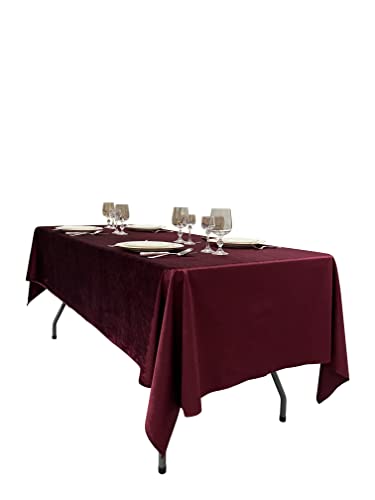 Agn Elegant Linen Velvet Rectangular Tablecloths For Wedding, Party, Banquet And Restaurant (Burgundy, 60''X84'') #TOP21