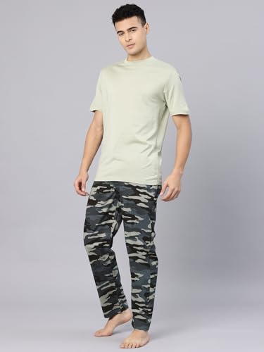 Image of Majestic Man Men's Printed Pure Cotton Lounge Pyjama | Comfort Fit | Elastic Waist with Drawstring | 3 Pockets | Button Closure