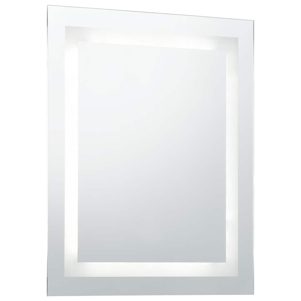 Espejo de baño LED con sensor táctil 60 x 80 cm, espejo cosmético sin marco con marco de aluminio, protección IP44, iluminado para baño, dormitorio y pasillo, incluye accesorios de montaje