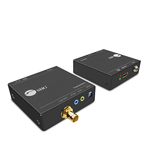 SIIG HDMI Extender Over a Coaxial Cable (RG59/RG6/RG7) with IR Remote Control - 120m (394ft) @1080p 60Hz HDMI Over Coax Balun, Bi-Directional IR, EDID 7.1ch Audio (CE-H23S11-S1)