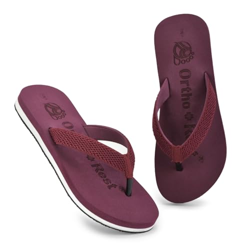 Image of Ortho + Rest Women's Flip Flops | Slippers for Women | Orthopedic Lightweight Comfortable Flat Casual Stylish Dr Chappals and House Flip flops For Ladies and Girl's