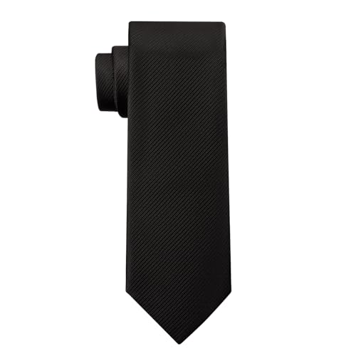 Image of KOOELLE Men's Ties Solid Pure Color Plain Neckties Formal Black Ties For Men