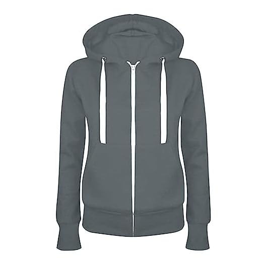 2024 Sweat Zippé Femme à Capuche Sweatshirt en Polaire Manches Longues Veste Casual Couleur Unie Oversize Manteau Pas Cher Y2K Hoodie Grande Taille Streetwear