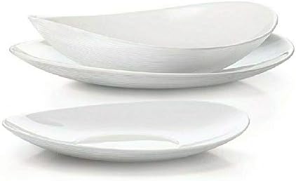 Servizio Piatti BORMIOLI PROMETEO Bianco - 18 Pezzi Per 6 Persone, Vetro Temperato