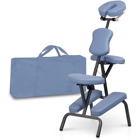 HomGarden Portable Lightweight Massage Chair Leather Pad Travel Massage Tattoo Spa Chair w/Carrying Bag (Blue) Cover