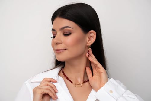 Beaded Gemstone Necklace for Women Red Boho Bead Choker Natural Stone Carnelian Necklaces Handmade Jewelry2