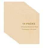 14Pcs Unfinished Basswood Sheet 12 x 8 inch, 1/16 Inch Thin Square Wood Board Sheet, Grade Birch Ply