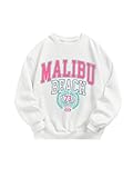SOLY HUX Girl's Graphic Letter Print Sweatshirt Crewneck Long Sleeve Cute Drop Shoulder Pullover Tops White Letter 14Y