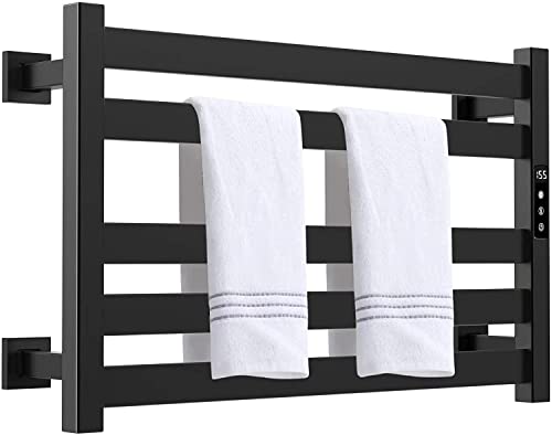 electric towel warmer rack - Colliford Towel Warmer, Towel Heater Rack for Bathroom, 5-bar Electric Towel Dryer Wall-Mounted Plug-in Bath Heater, 201 Stainless Steel Hot Towel Rack with Timer and Smart Temperature Control