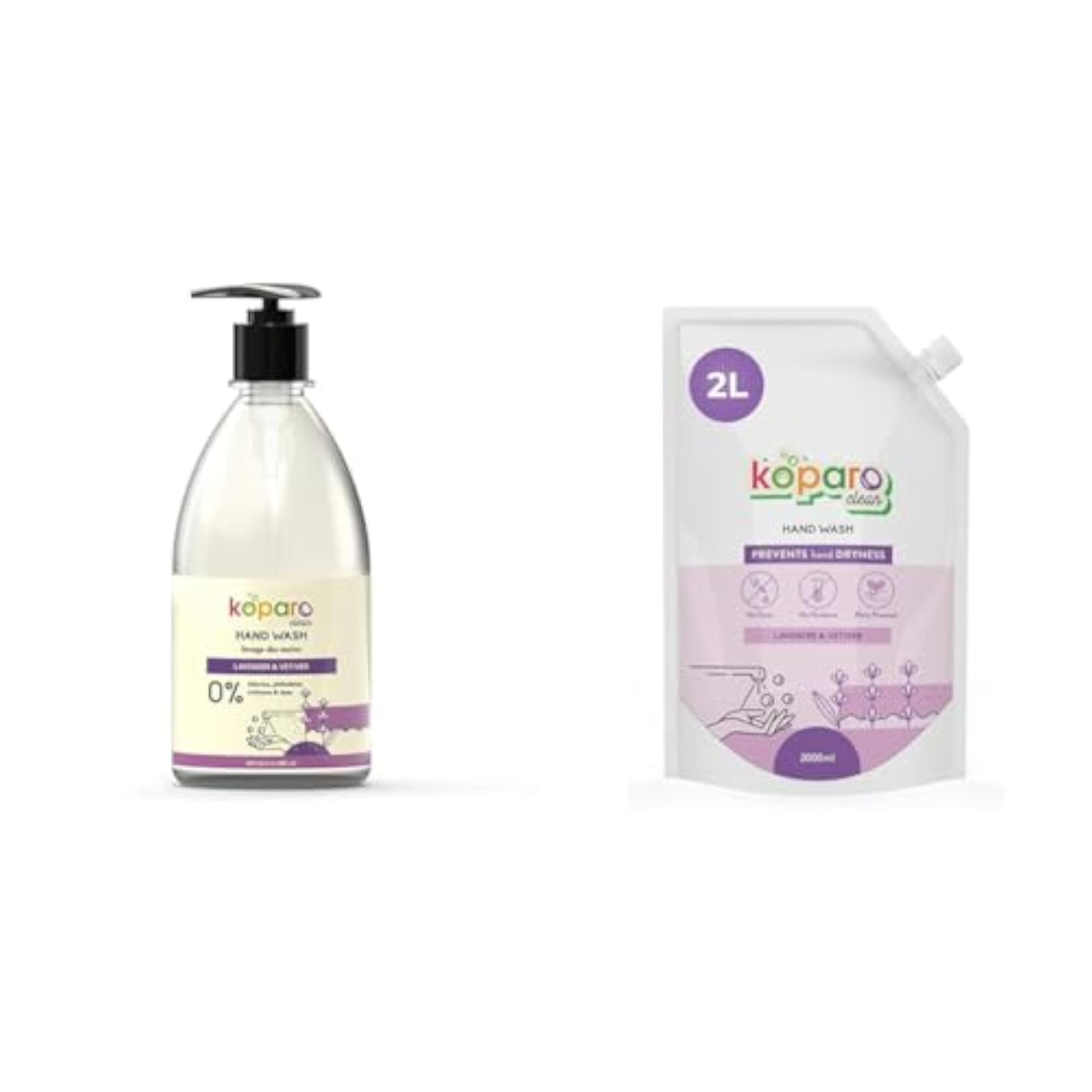 Natural Handwash Liquid Combo, 500ml and 2L Refill Pouch