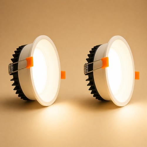 Image of 12W Deep Down LED Round Panel Light | Bright Modern Surface Ceiling Light for False Ceiling & POP Roof | Energy-Efficient Light| Cool White, White Aluminium Body | Pack of 2