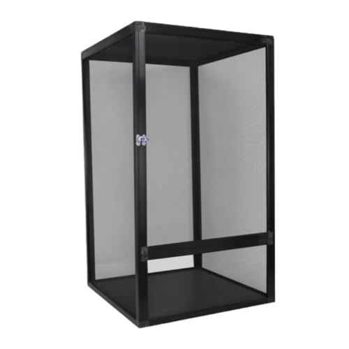 Yobuisg 爬虫類ペット飼育箱カメレオントカゲヘビアルミ合金取り外し可能な換気 飼育ケース カルシウム ヤモリ 飼育 アクリルケージ ヒョウモントカゲモドキ ケージ 爬虫類 ラック パルダリウム ケージ カメレオン ケージ (60*60*120cm,黒