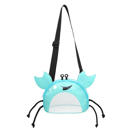 Image of Crab-Shaped Mesh Beach Toy Bag with Adjustable Shoulder Strap - Fun and Functional Sand Toy Storage for Kids
